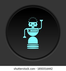 Dark button icon Robot technology. Button banner round badge interface for application illustration