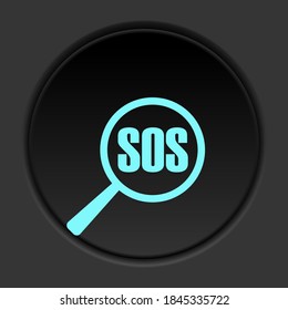 Dark button icon Search sos. Button banner round badge interface for application illustration