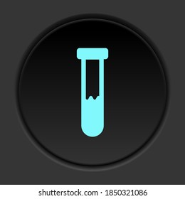 Dark button icon Test tube. Button banner round badge interface for application illustration