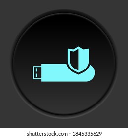 Dark button icon Usb memory card lock security. Button banner round badge interface for application illustration