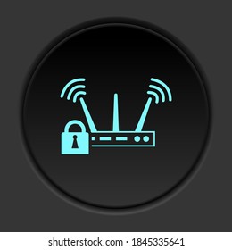 Dark button icon Wifi lock security. Button banner round badge interface for application illustration