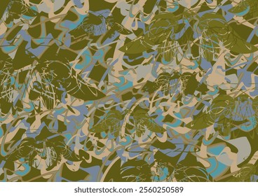 Dark camouflage backdrop with linear or butterfly elements for textiles or fabrics. Chaotic floral background for fashion, business concepts, covers, scrapbooking, interiors, tiles, prints, posters