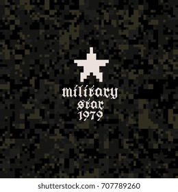 dark camouflage seamless pattern,  pixelated vector abstract background.