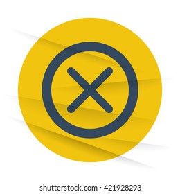 Dark Cancel icon label on wrinkled paper