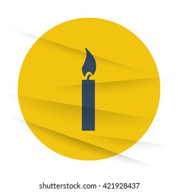 Dark Candle Light icon label on wrinkled paper