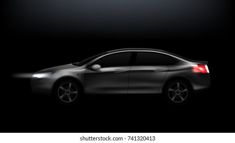 Dark Car. Clear Business Sedan isolated. EPS10 Vector