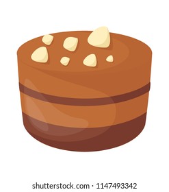 
Dark and caramel layered chocolate with nuts topping 
