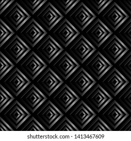 Dark Carbon Abstract geometric squares seamless pattern. Vector illustration.