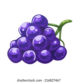 Dark cartoon grape, isolated on white