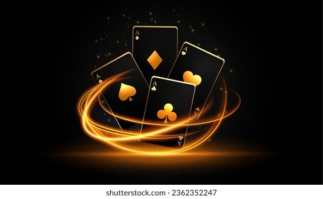 dark casino ace card gambling banner with light streak effect vector