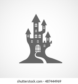 Dark Castle Halloween Concept Flat Icon On White Background