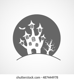 Dark Castle Halloween Concept Flat Icon On White Background