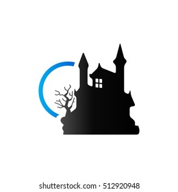 Dark castle icon in duo tone color. Halloween symbol building