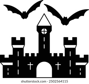 Dark Castle Icon for Gothic and Halloween-Themed Designs