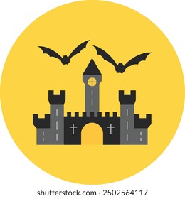 Dark Castle Icon for Gothic and Halloween-Themed Designs