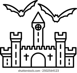 Dark Castle Icon for Gothic and Halloween-Themed Designs