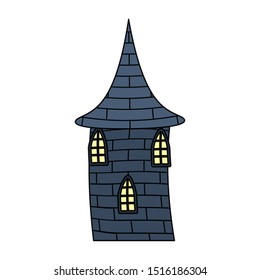 dark castle tower building halloween icon vector illustration design