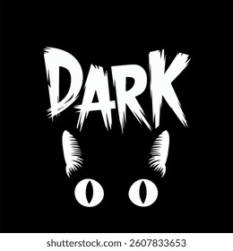 Dark cat eye. Cat Eyes Template T-shirt  Design.  Vector illustration.