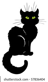 Dark cat silhouette - vector illustration.
