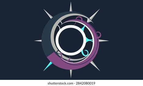 Dark celestial graphic featuring sharp spikes and cosmic swirls for mystical branding.