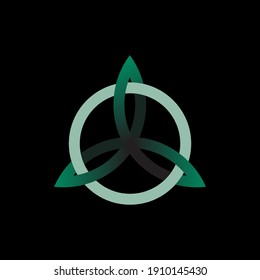 Dark celtic triangle knot isolated on black background. Element of celtic design, ornament. Logo, icon design. Vector illustration.