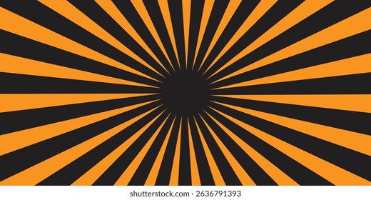 Dark Center Radiant Pattern with orange and Black Rays in Abstract Style