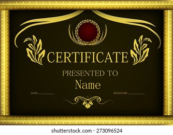 dark certificate template for the winner with gold frame