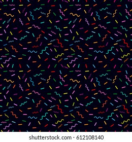 Dark chaos. Abstract seamless vector background with small geometric elements. 