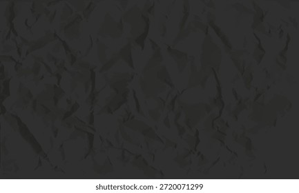 Fundo texturizado cinza carvão escuro com superfície de papel profundamente amassado e enrugado abstrato elemento de design de fundo
