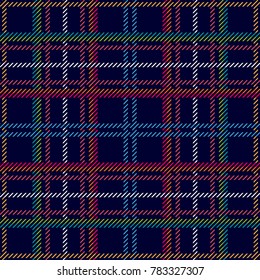 Dark checkered print. Seamless vector pattern with colorful stripes. Textile design with English motifs. Winter collection.