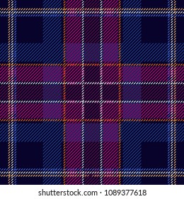 	
Dark checkered textile print. Seamless vector pattern with checkers and stripes. Hipster fashion collection. Textile design for shirts, dresses, plaids, napkins, tablecloth. Purple, blue.