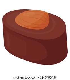 
A Dark Chocolate Assorted Almond Candy, Molasses Chew Icon Vector
