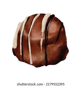 Dark chocolate ball watercolor vector on white background great for cards, banners, headers, party posters or decorate your artwork.
