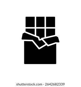 Dark Chocolate Bar with Break Line on White Background