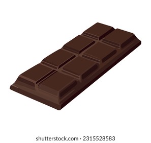 Dark chocolate bar for dessert over white