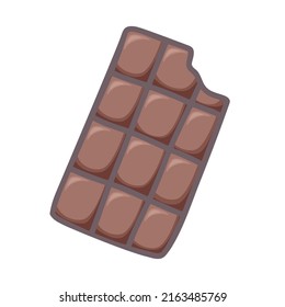 Dark chocolate bar isolated cartoon illustration. Hand drawn piece of chocolate. Delicious sweet dessert vector image clipart