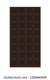 Dark chocolate bar isolated on white background top view. 
