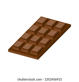 dark chocolate bar Isolated on white background. vector Illustration.