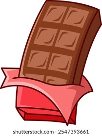 um ícone de ilustração vetorial de barra de chocolate escuro. Estilo de Desenho Animado Plano