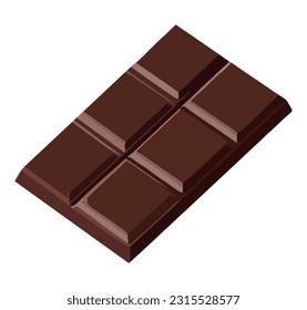 dark chocolate bar vector over white