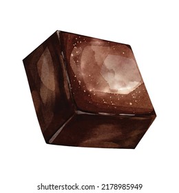 Dark Chocolate bar watercolor vector on white background great for cards, banners, headers, party posters or decorate your artwork.