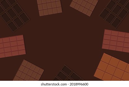 dark chocolate bars on brown background