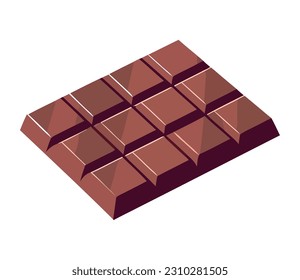 Dark chocolate block shapes, a symbol of gourmet isolated