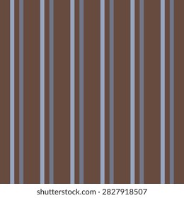 Dark chocolate brown and light slate blue vertical multi stripe seamless pattern. Flat geometric linear vector background. Elegant retro tailored design for menswear, premium packaging and wallpaper.