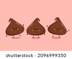 Dark chocolate chip cartoon vector. Dark chocolate chip character design. Dessert vector.