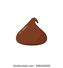 Dark Chocolate Chip Cartoon Vector. Dark Chocolate Chip On White Background.