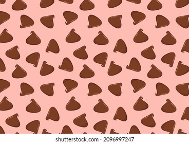 Dark chocolate chip cartoon vector. Dark chocolate pattern wallpaper.