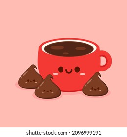 Dark chocolate chip cartoon vector. Dark chocolate chip character design. Dessert vector.