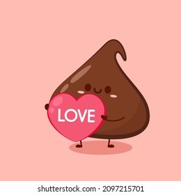 Dark chocolate chip cartoon vector. Dark chocolate chip character design. Dessert vector.