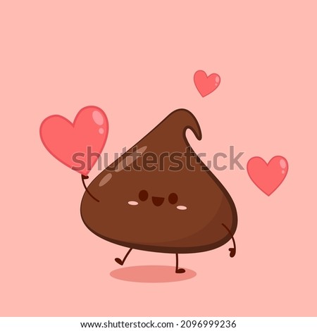 Dark chocolate chip cartoon vector. Dark chocolate chip character design. Dessert vector.